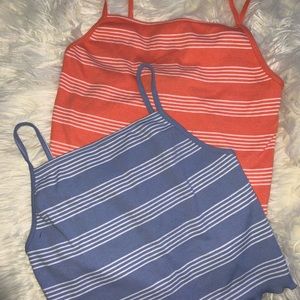 Two halter crop tops